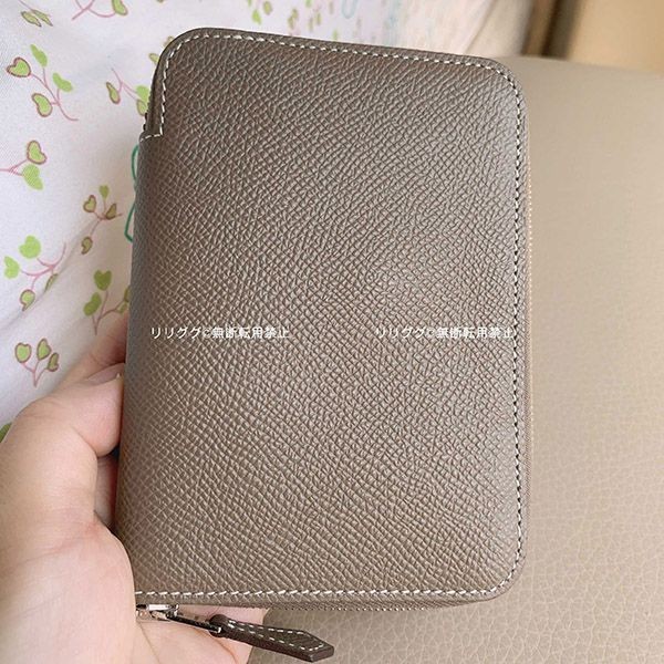 (エルメス)☆アザップ☆コンパクト財布 偽物 エトゥープ 21122907