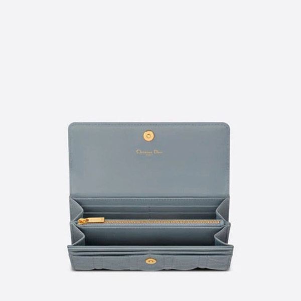 22SS ★ディオール 偽物 CARO ウォレット カナージュ カーフスキン ステッチ S5039UWHC_M81B