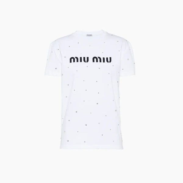 ★ミュウミュウ★クリスタル ジャージ 半袖Tシャツ コピー MJN2401XE1F0009