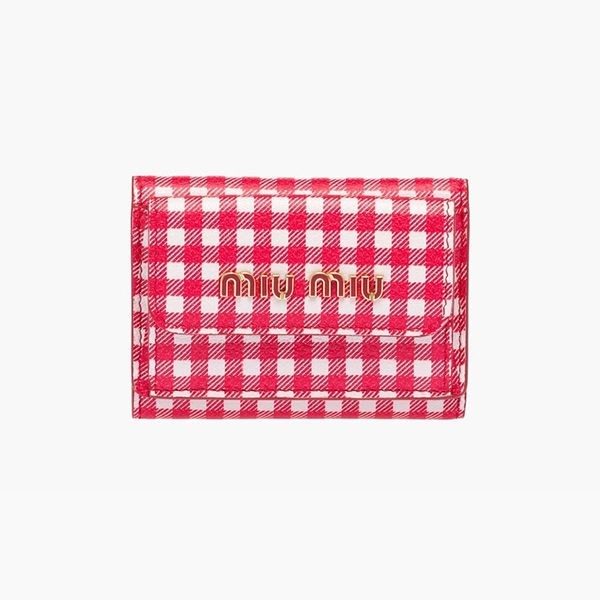 チェック柄が可愛い♪*ミュウミュウ*プリントマドラスレザー ミニ財布 コピー 5MH021_54V_F0X24​