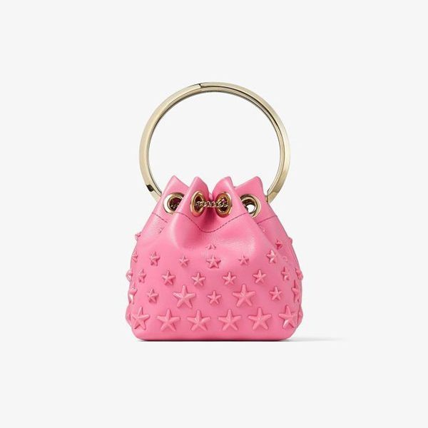 素敵なジミーチュウ マイクロ Bon Bon バケットバッグ 偽物 ロゴ 3色