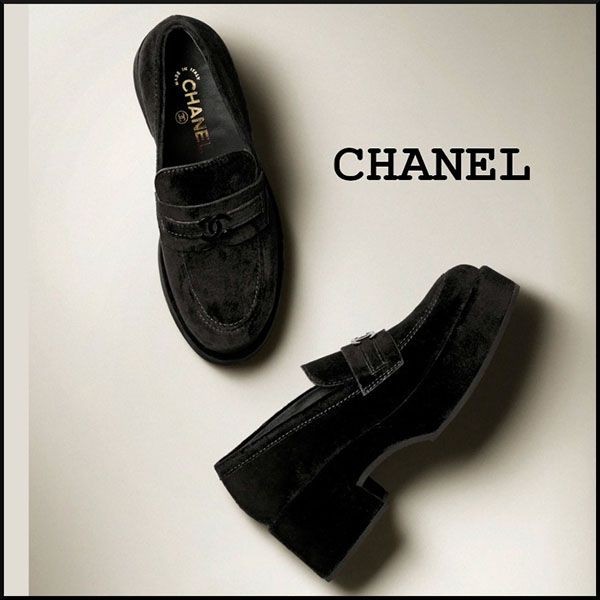 追跡付シャネル LOAFERS ベルベットローファー G39206 X56728 94305