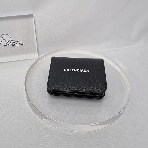 ★韓国の人気★【バレンシアガ コピー】★ロゴ ブラック 二つ折り財布★