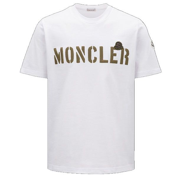 激安価格！モンクレール 袖ロゴ ゼブラロゴパッチ付サファリ風Tシャツ 偽物