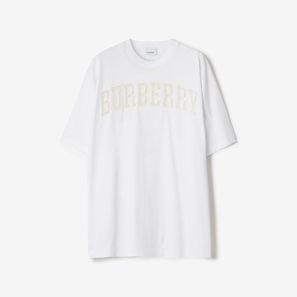 バーバリー レース ロゴ コットン オーバーサイズ Tシャツ 偽物 2色 80700051