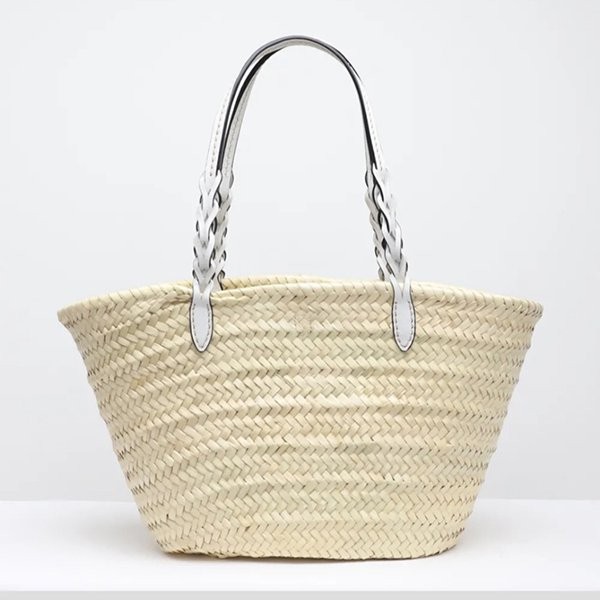 【かわいくて上品♪】プラダ かごバッグ 偽物WOVEN PALM X LEATHER トートバッグ★2色