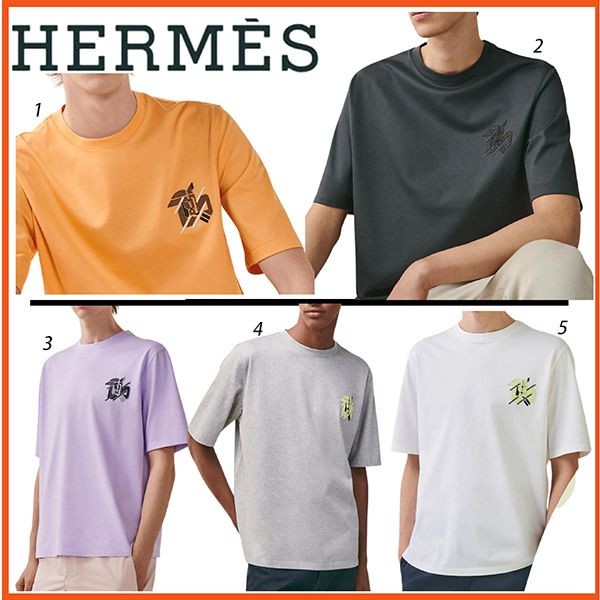 素敵なエルメス スーパーコピー カットソー ミニレザーパッチ Tシャツ 5色 H357925HA90LA