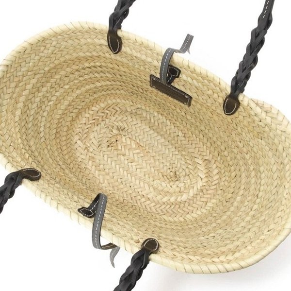 【かわいくて上品♪】プラダ かごバッグ 偽物WOVEN PALM X LEATHER トートバッグ★2色