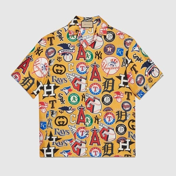グッチ メジャーリーグ ロゴ ボウ シャツ 偽物 717232ZAKYT7087