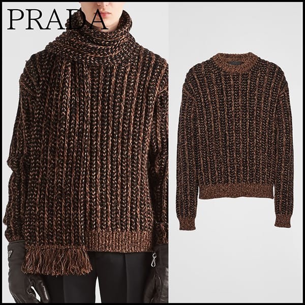 格安プラダ 偽物 ウールとカシミアのラウンドネックセーター UMB650_13IG