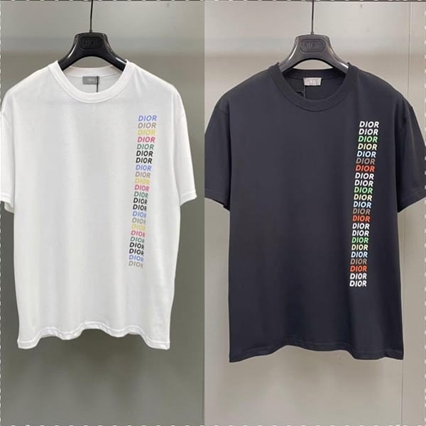 完売必至ディオール スーパーコピー ロゴ入り クルーネック Tシャツ 2色 413J696A0817_C085