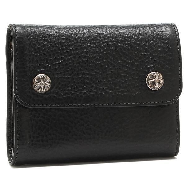 ユニークなデザインクロムハーツ 三つ折り財布 偽物 ブラック メンズ 116538 ウェーブ WAVE MINI WALLET BLACK ミニ財布