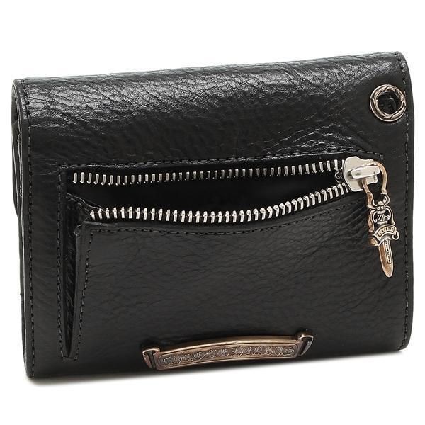 ユニークなデザインクロムハーツ 三つ折り財布 偽物 ブラック メンズ 116538 ウェーブ WAVE MINI WALLET BLACK ミニ財布