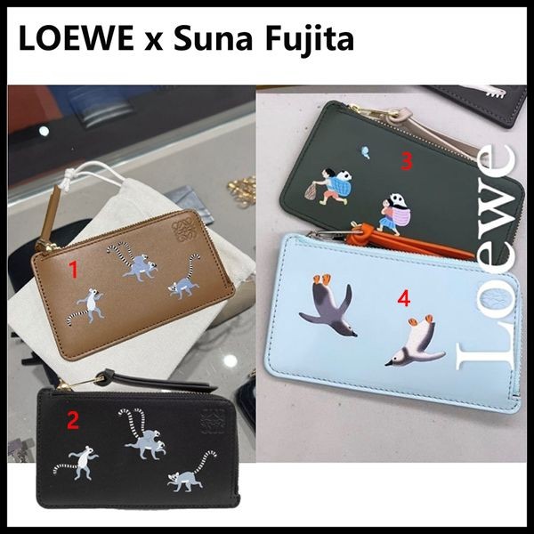 【ロエベ×Suna Fujita 偽物】コインカードホルダー サテンカーフC643Z40X44