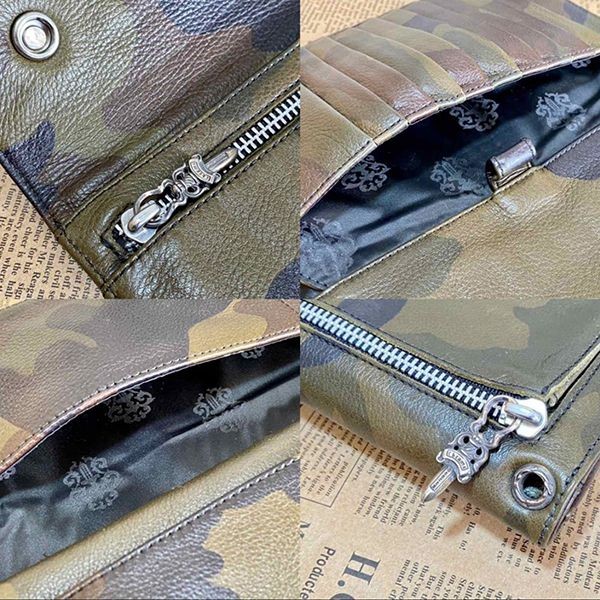 ☆超人気☆クロムハーツ 財布 ウェーブ ウォレット 偽物クロスボタン タンクカモ 迷彩030840