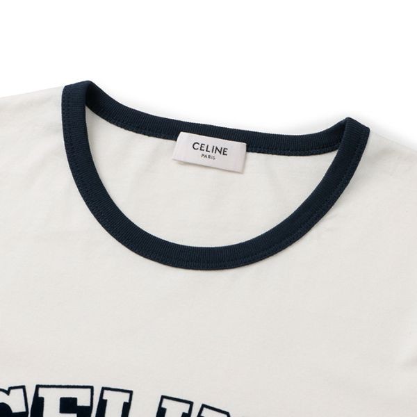 セリーヌ Tシャツ 偽物70’S ロゴ クルーネック ショートスリーブ2X36H 671Q 01MA