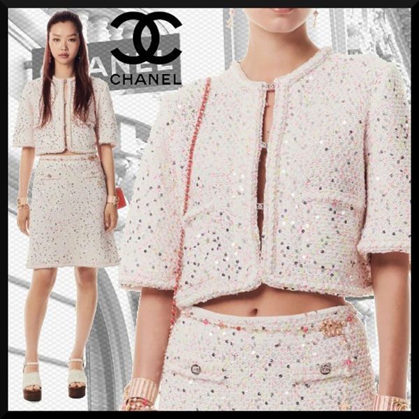 ☆超人気☆シャネル look38 グリッタージャケット 偽物 P76994 K11081 NV215