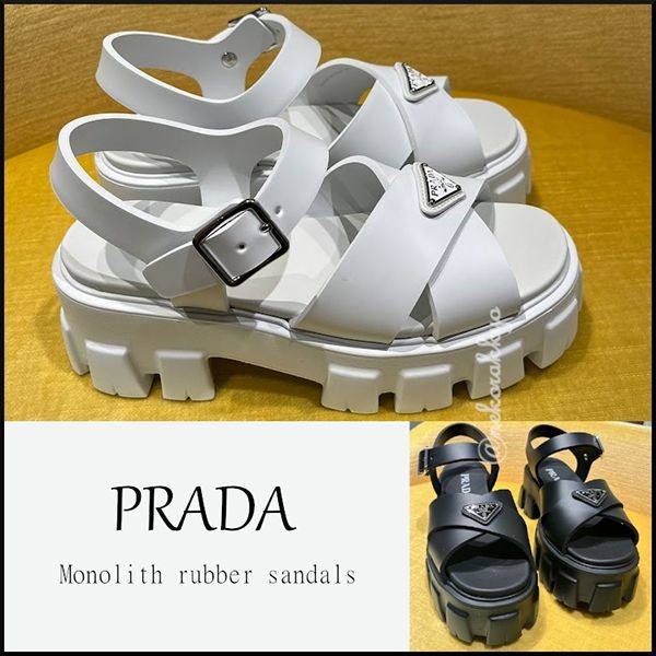 トレンドの最前線☆プラダ モノリス コピーrubber sandal ラバー サンダル 5.5cm 1X382N