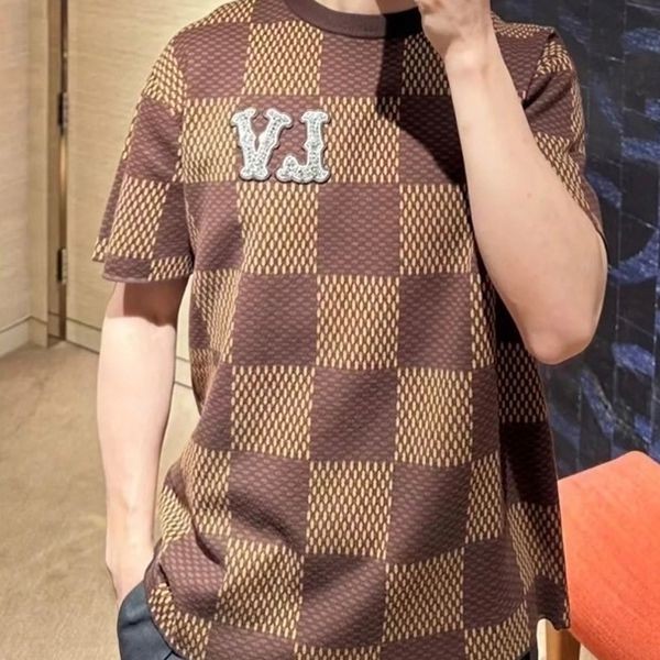 ルイヴィトン Tシャツ 激安ダミエ ブラウン コットン1AFIUN