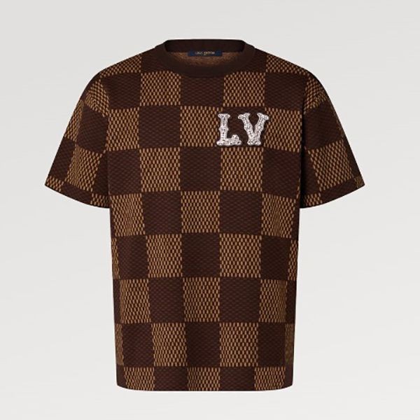 ルイヴィトン Tシャツ 激安ダミエ ブラウン コットン1AFIUN