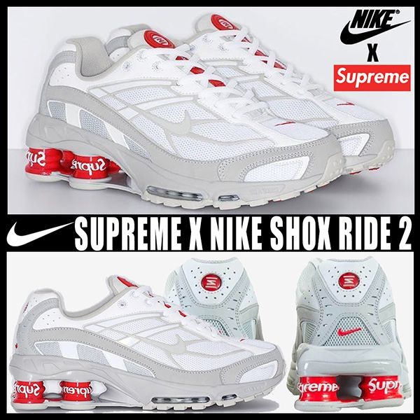 【即納OK】シュプリーム ナイキ SHOX RIDE 2 WHITE 偽物◆コラボ商品◆DN1615-100