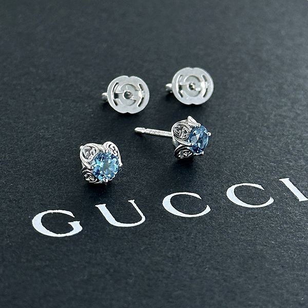 芸能人愛用グッチ ピアス 偽物18K ブルートパーズ レディース 両耳ピアス 662427