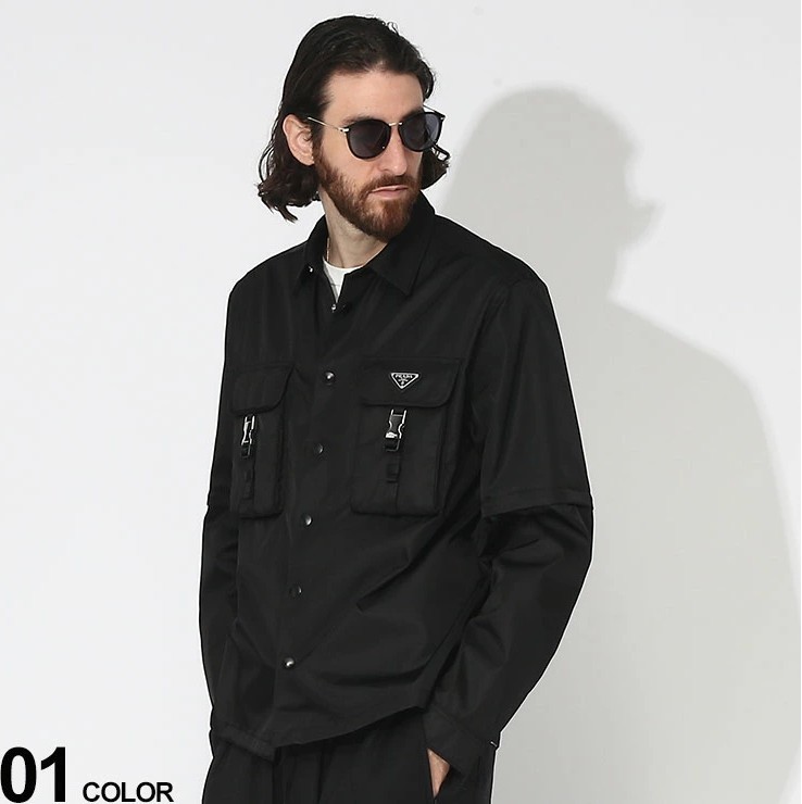 2024 プラダ ロゴ入りブラックRe-Nylonシャツ SC548 1WQ8