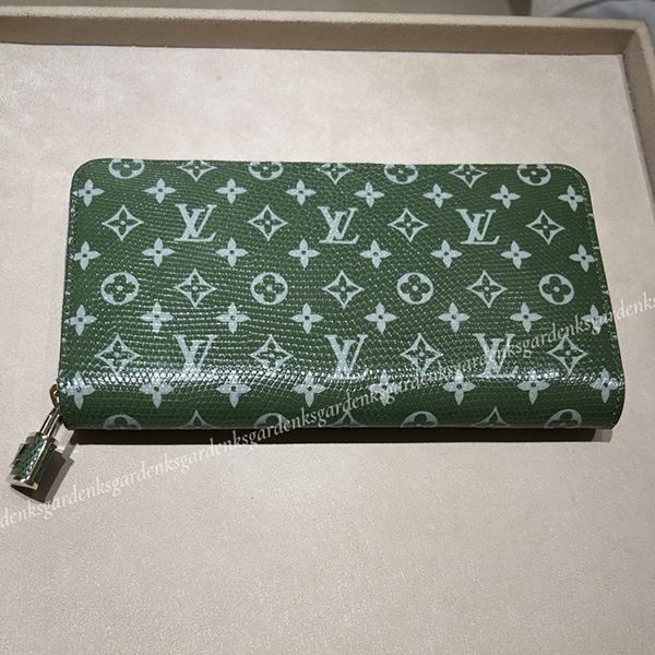 大人気!!新色!!ルイヴィトン lv リザード ジッピーウォレット 偽物 南京錠付き N96955