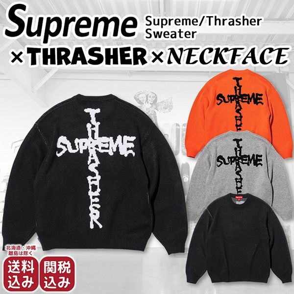 即納でお届け【シュプリーム thrasher 偽物】neckface コラボ クロスロゴ セーター st1105