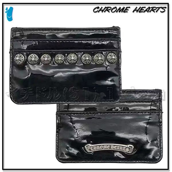 +クロムハーツ+ PLUS CARD CASE SCROLL エナメル カード ケース 偽物 ch12184