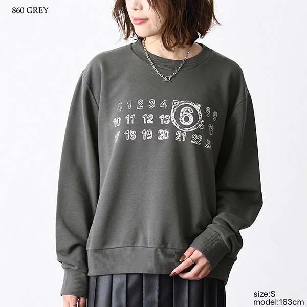 男女兼用【国内即発】エムエムシックス ナンバーロゴ スウェットシャツ 偽物 S52GU0227S25606