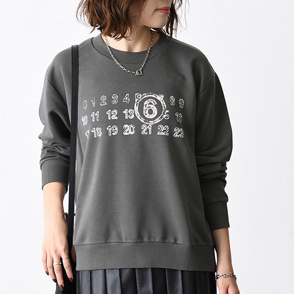 男女兼用【国内即発】エムエムシックス ナンバーロゴ スウェットシャツ 偽物 S52GU0227S25606
