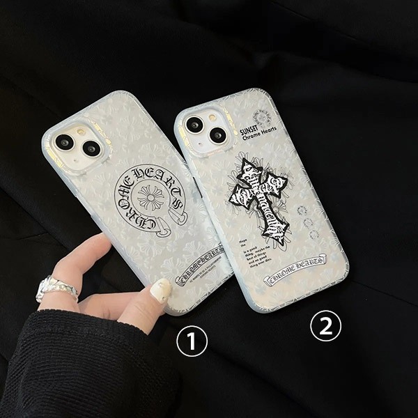 クロムハーツ 偽物 16ケース iphone14  CHクロス ホワイトスマホケース 2色 25032409