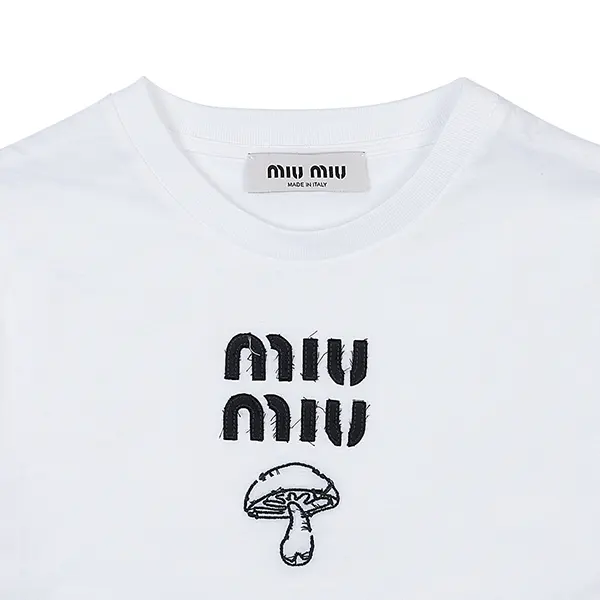 最安値挑戦ミュウミュウ ロゴ コットン Tシャツ コピー MJN495