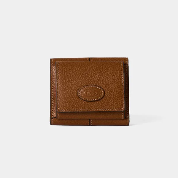トッズ レザー ウォレット 偽物 カーフスキン ブラウン 三つ折り 財布 XAWDBNB2
