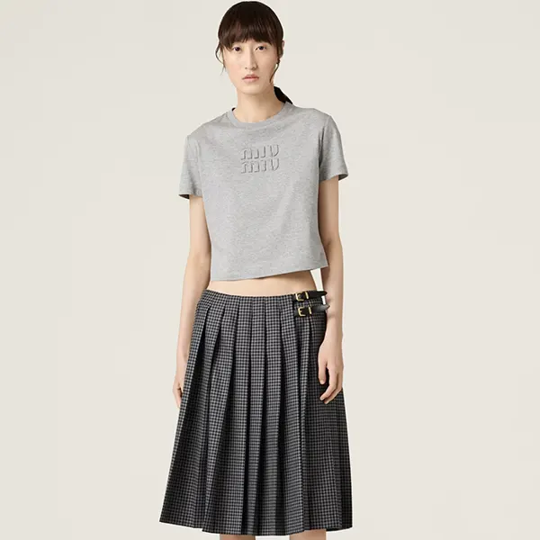 お洒落で可愛いミュウミュウ ジャージーTシャツ コピー MJN483