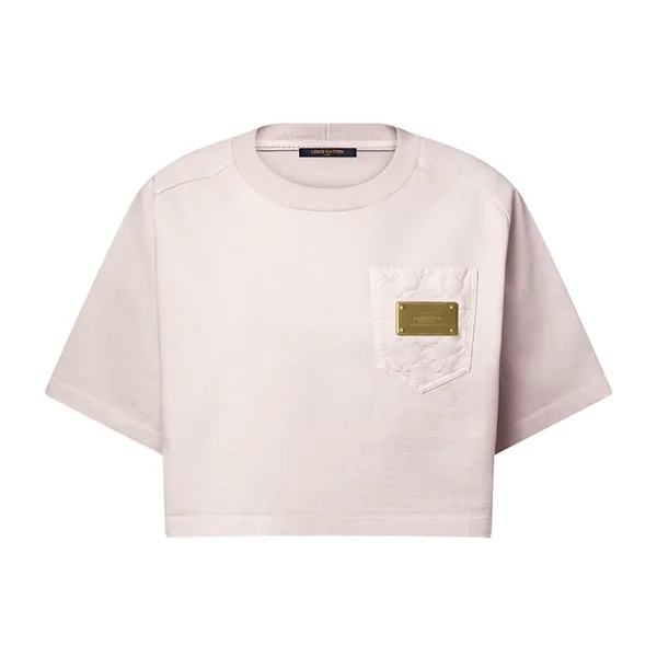ルイヴィトン パチモン ロゴプレート付 半袖 ピンク Tシャツ 1AIB4