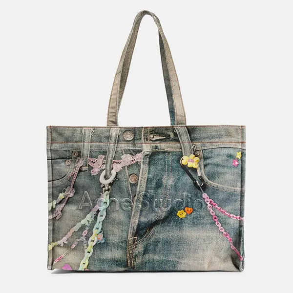 アクネ キャンバスコットン ロゴ ショルダートートバッグ BAGS000189