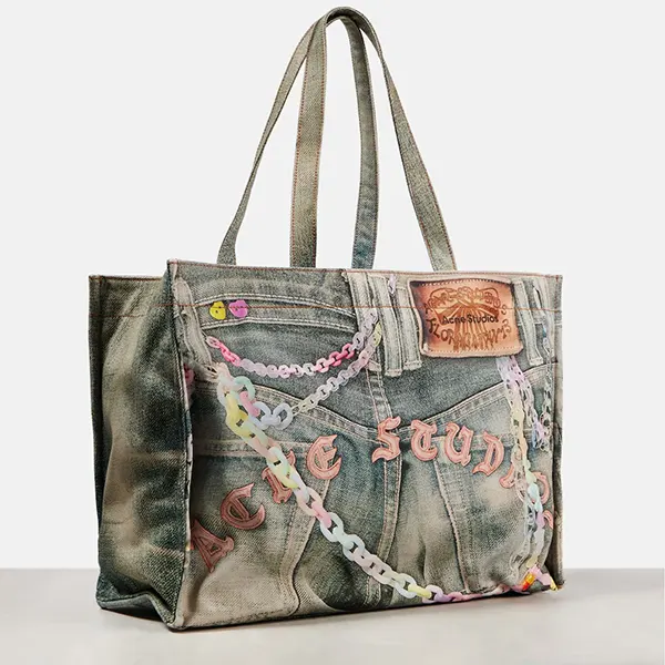 アクネ キャンバスコットン ロゴ ショルダートートバッグ BAGS000189