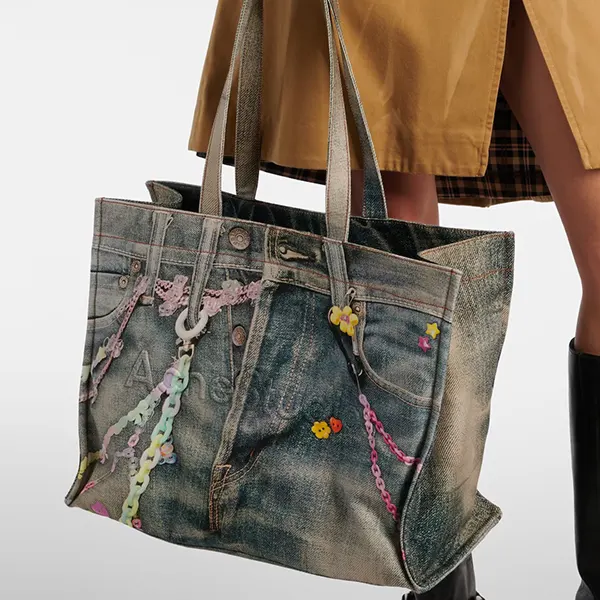 アクネ キャンバスコットン ロゴ ショルダートートバッグ BAGS000189