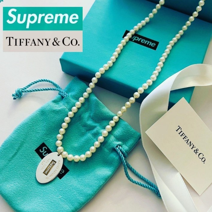 ティファニー x Supreme  コラボ コピー ネックレス Tiffany Oval Pearl Necklace 25052601