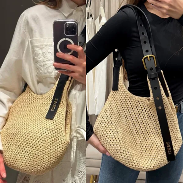 欲しい♡超限定♪ロエベ ショルダーバッグ パロディ パンチホール ラフィア 2WAY 25584