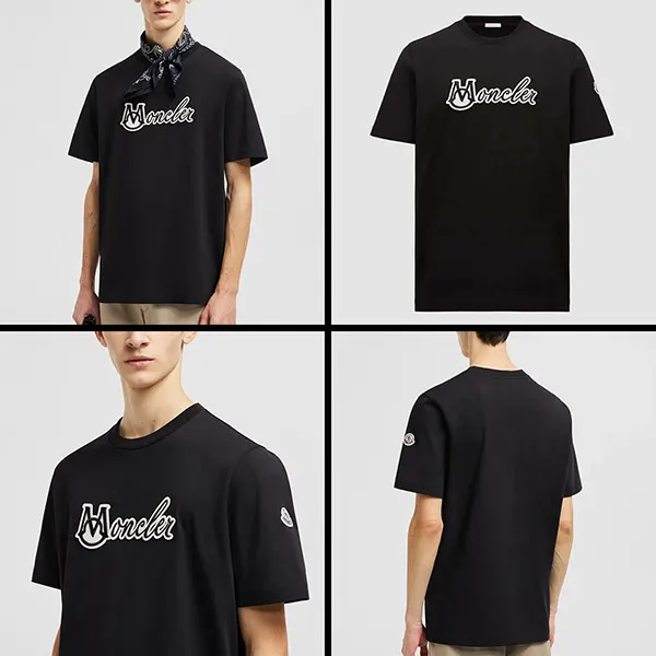 新作もセール価格！モンクレール 刺繍入り バーシティコットン Tシャツ 偽物 K10918C0001189AJS999