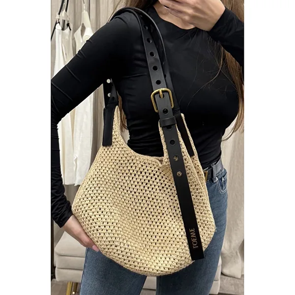 欲しい♡超限定♪ロエベ ショルダーバッグ パロディ パンチホール ラフィア 2WAY 25584