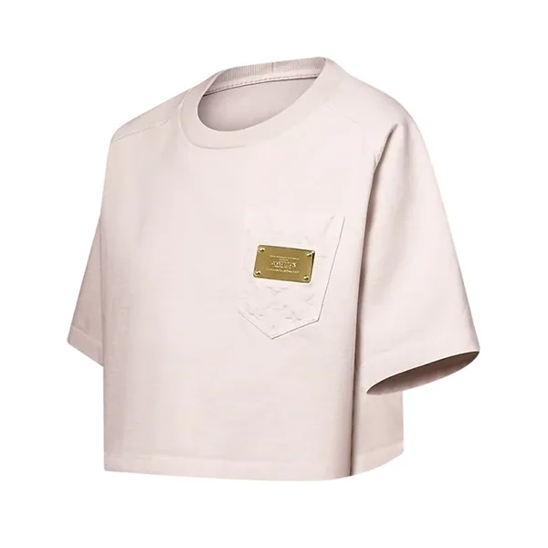 ルイヴィトン パチモン ロゴプレート付 半袖 ピンク Tシャツ 1AIB4