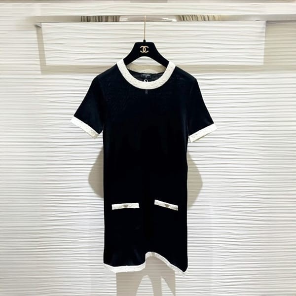 注目!【25A/ シンプルで上品♪】シャネル ワンピース パロディ バイカラー cc25613