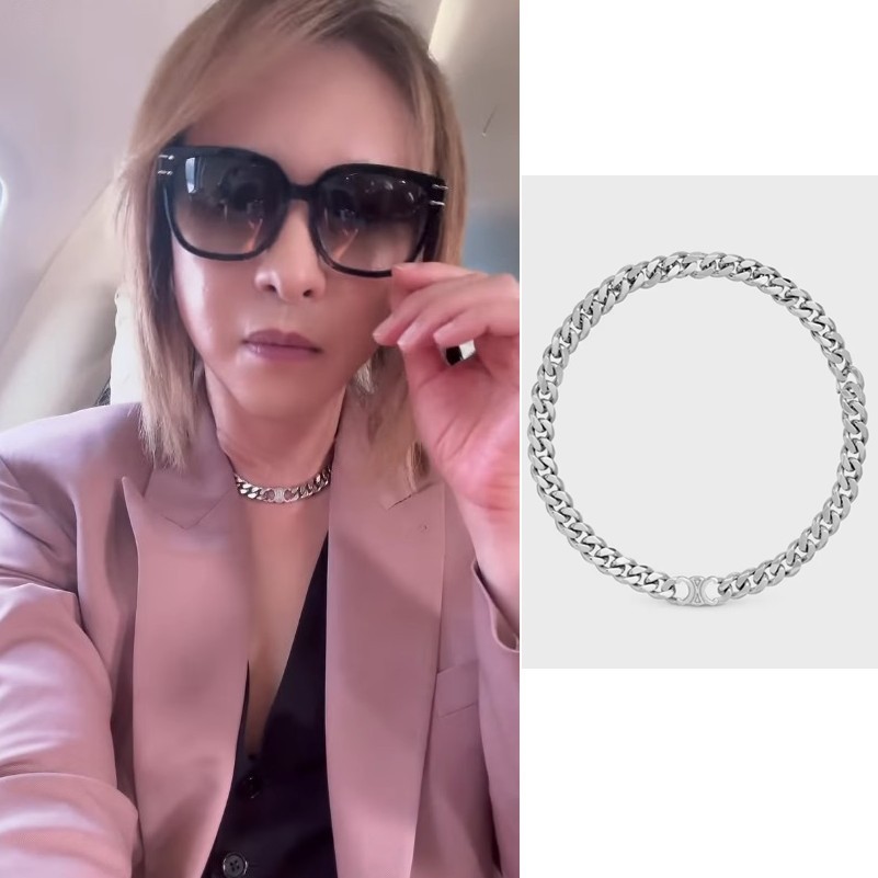 【テテ / YOSHIKI愛用】セリーヌネックレス偽物トリオンフ グルメット ロジウムフィニッシュ ブラス 460JF6BRA.36SI