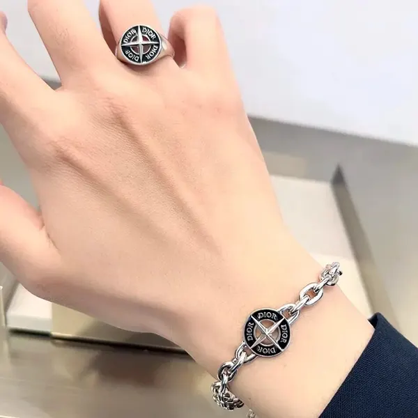 ディオール ストーンアイランド bracelet ブラス＆ブラックレジン B2438HOMMT