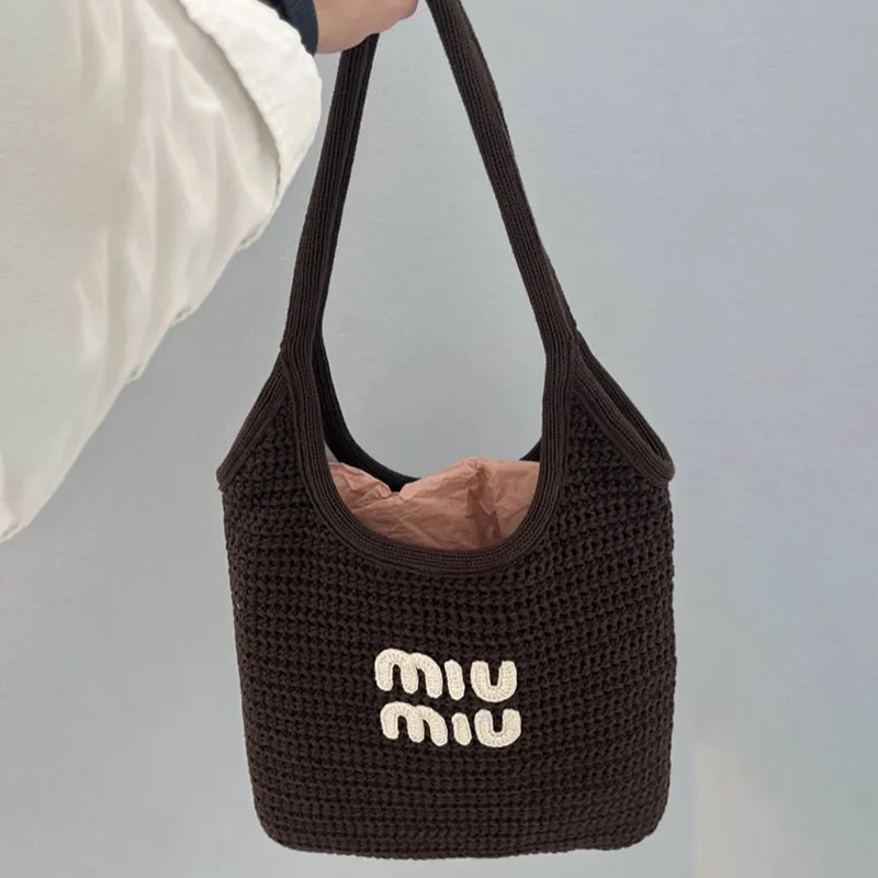 【日本未入荷】ミュウミュウ n級品 IVY ラフィア風織りトートバッグ 5色 miu0607