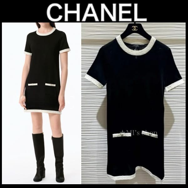 注目!【25A/ シンプルで上品♪】シャネル ワンピース パロディ バイカラー cc25613
